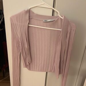 Zara Soft Pink Ribbed Sweater
